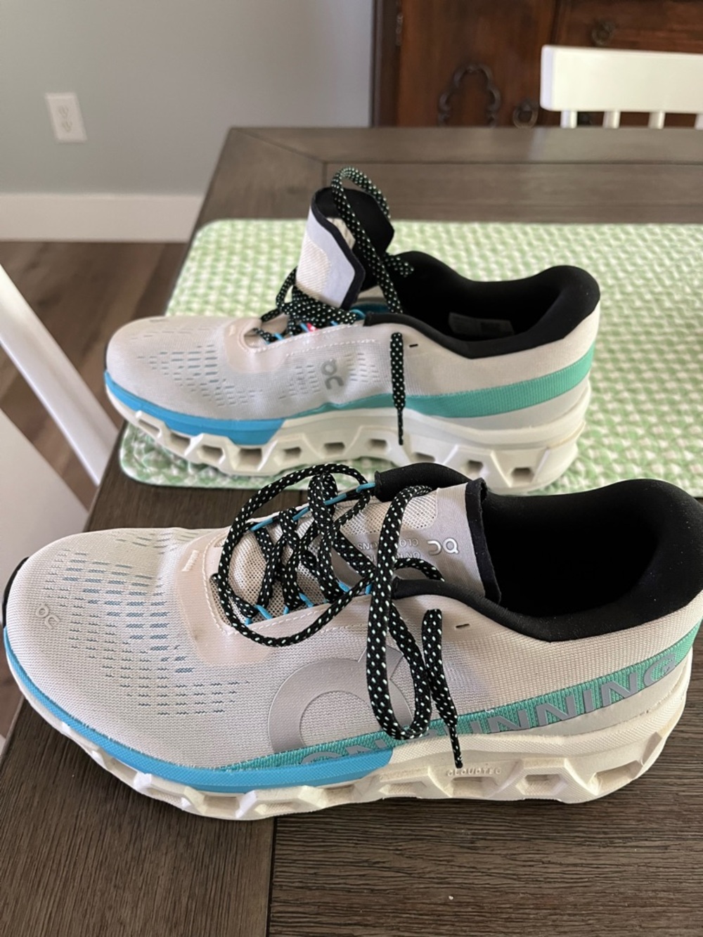 On Running Cloudnova Women's Sneakers in White with Aqua Trim